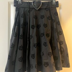 Collectif Black Cat Print Skirt